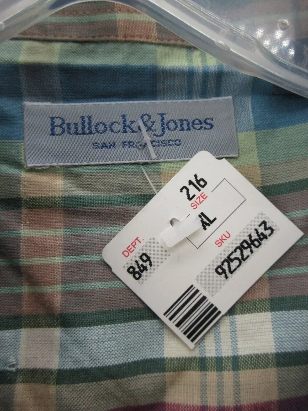 Bullock & Jones Shirt XL Madras Plaid Button Down Preppy Island NEW